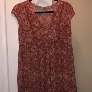 Anthropologie dark orange flowy tunic top